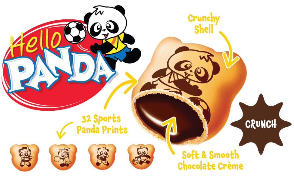 hello panda cookie with creme filling biscuit with chocolate cream yum yum snack for kids