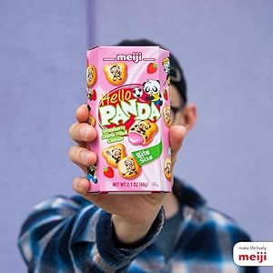 meiji hello panda strawberry cookie crackers with smooth creme filling for kids and families