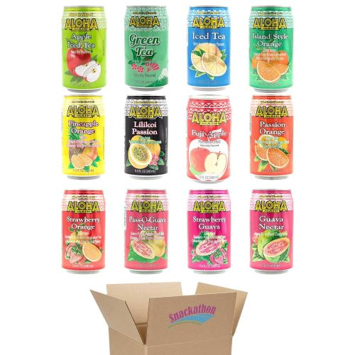 Aloha Maid Drinks, Variety, 4 Cans per Flavor, Total 12 Cans Snackathon 12 Flavors Pack of 12