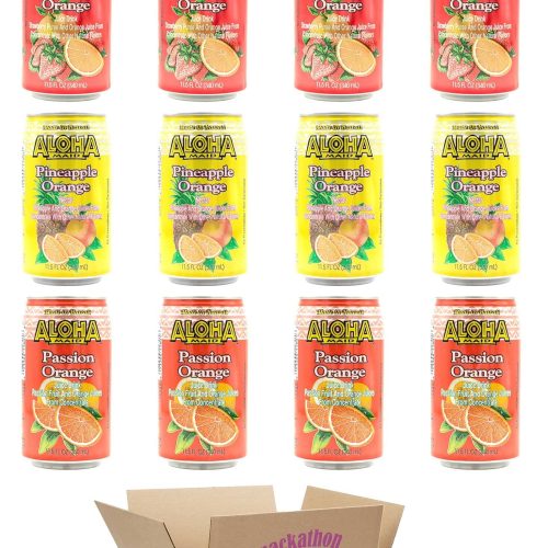 Aloha Maid Drinks, Variety, 4 Cans per Flavor, Total 12 Cans Snackathon Orange 11.5 Fl Oz (Pack of 12)