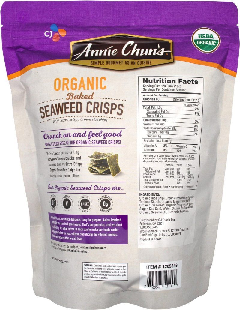 annie chuns baked seaweed crisps annie chuns 766337