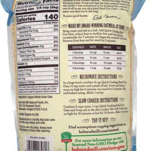 bobs red mill steel cut oats bobs red mill 458785