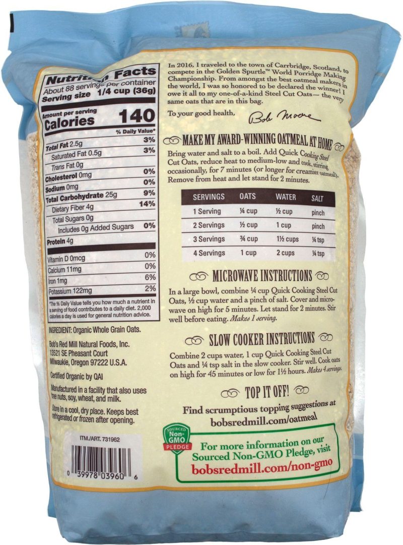 bobs red mill steel cut oats bobs red mill 458785