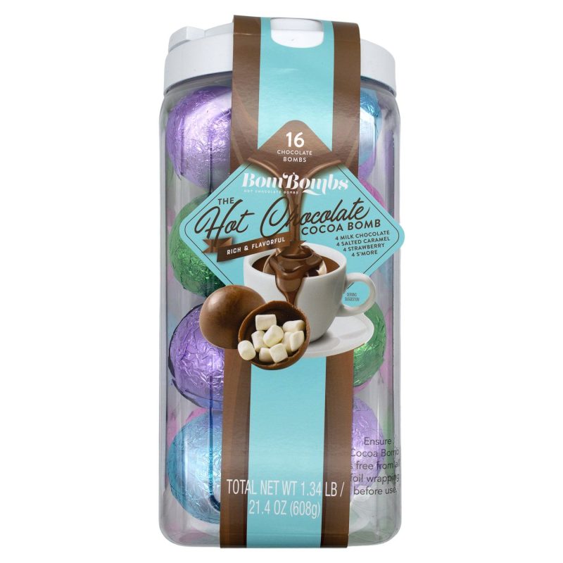 Bombombs The Hot Chocolate Cocoa Bomb Meltable Bombombs Assorted 16 Ct-21.4 Oz