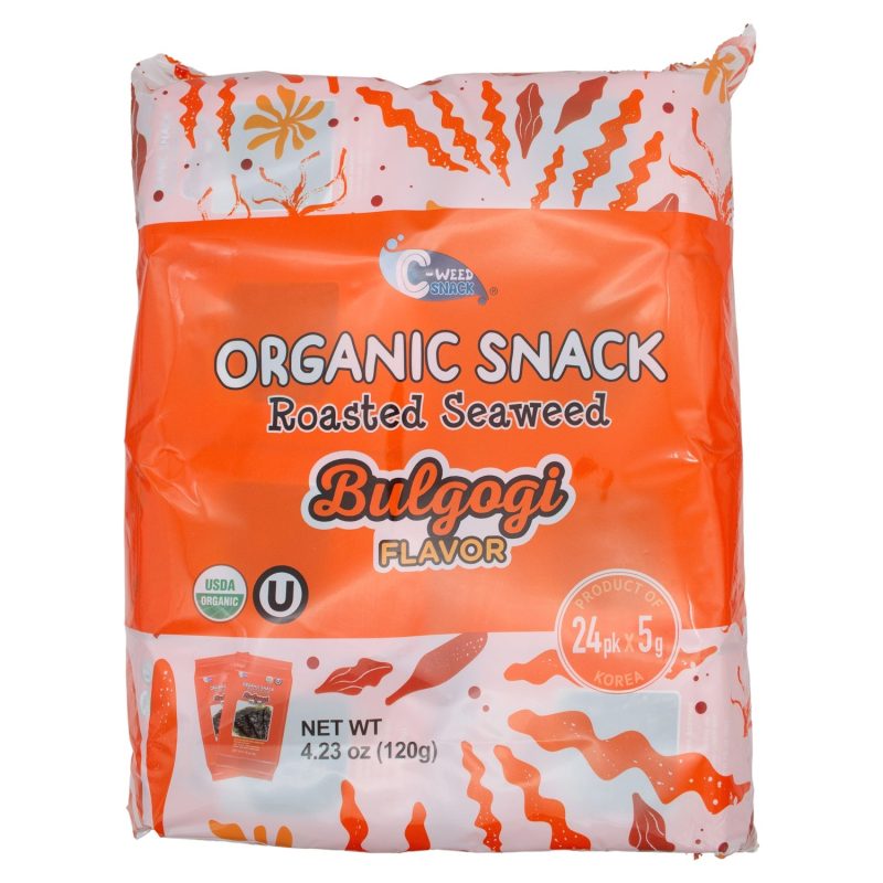 C-Weed Snack Organic Roasted Seaweed Kirkland Signature Bulgogi 5g-24 Count