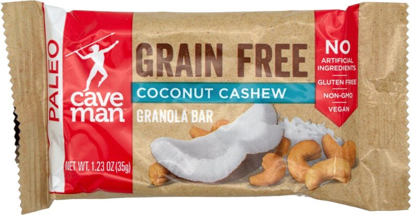 Caveman Foods Grain Free Granola Bar Caveman Foods Coconut Cashew 1.23 Ounce