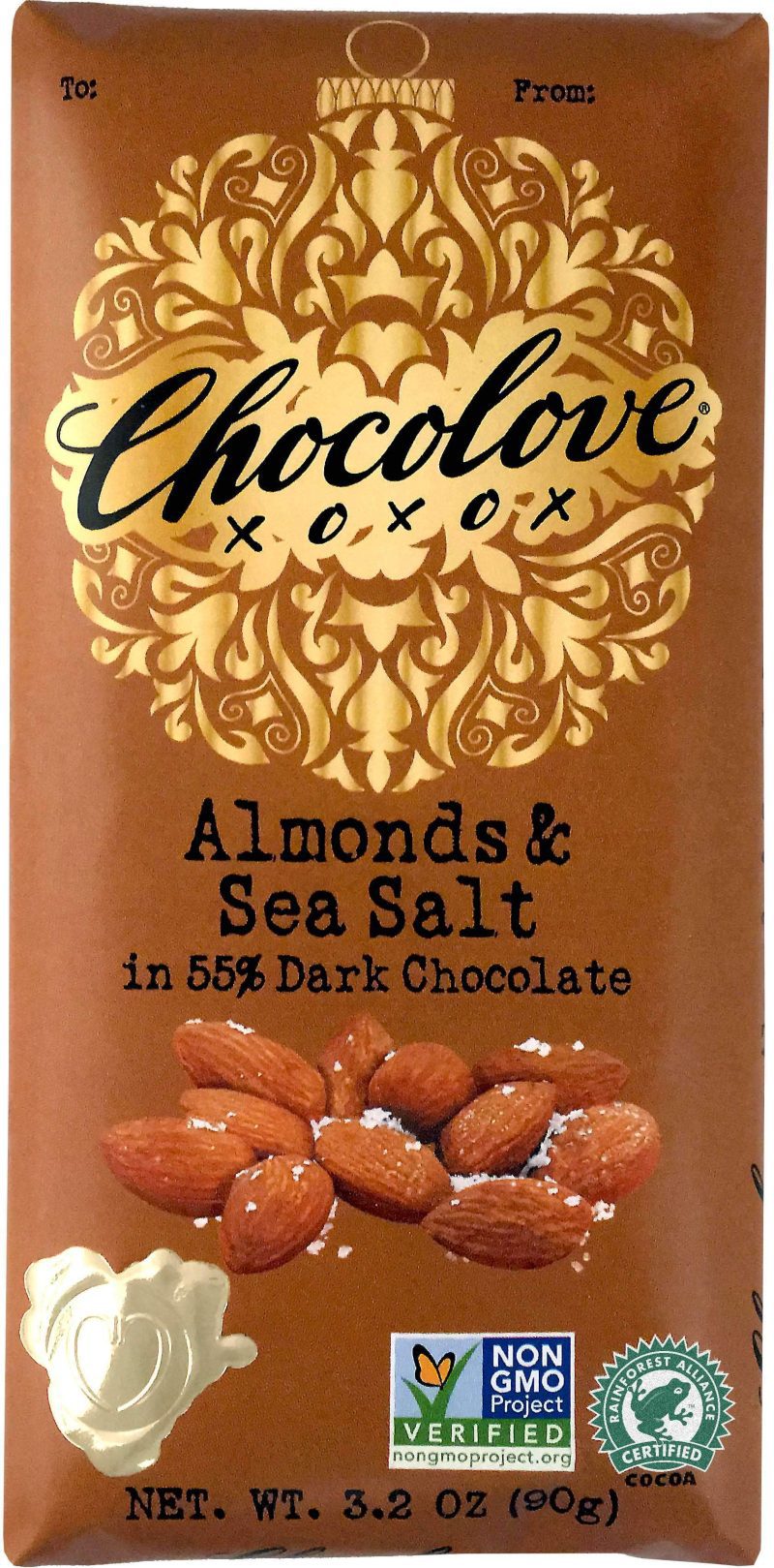 Chocolove Premium Chocolate Bars Meltable Chocolove Almonds & Sea Salt 3.2 Ounce