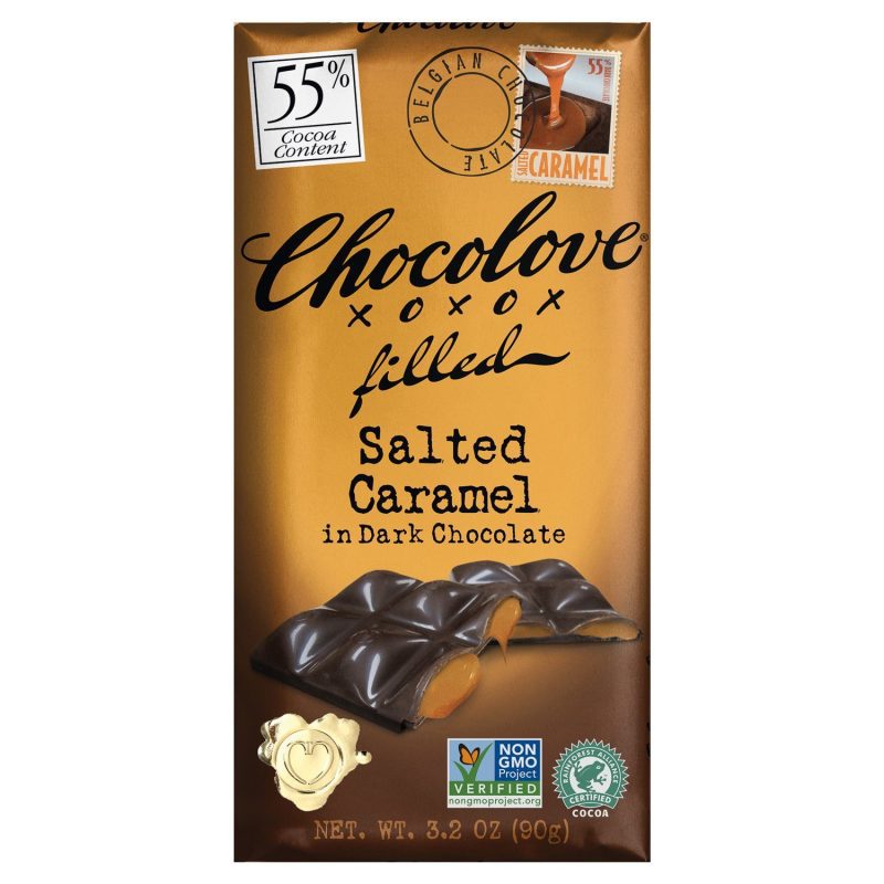 Chocolove Premium Chocolate Bars Meltable Chocolove Salted Caramel - Dark 3.2 Ounce