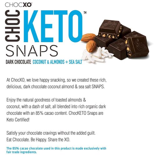 chocxo chocketo dark chocolate coconut almond sea salt keto snaps 148 ounce chocxo 227538