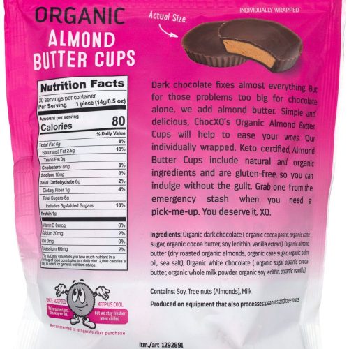 chocxo organic dark chocolate almond butter cups chocxo 403672