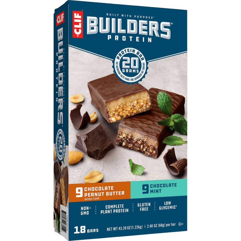 Clif Builder's Protein Bar Meltable Clif Bar Variety 2.4 Oz-18 Count (Chocolate Mint & Peanut Butter)