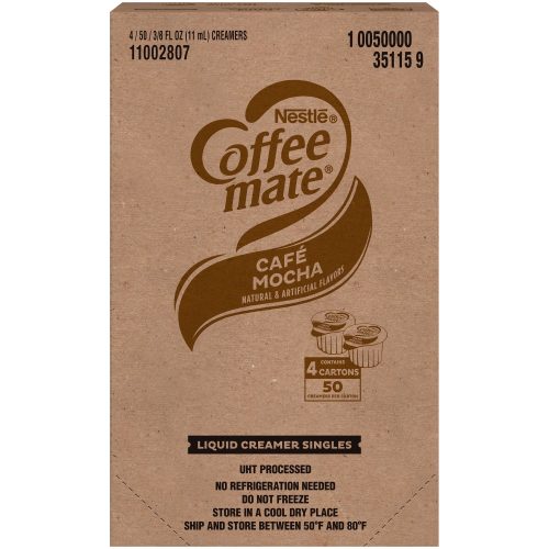 Coffee-Mate Single Serve Liquid Creamer Nestle Cafe Mocha 50 Singles-4 Count 