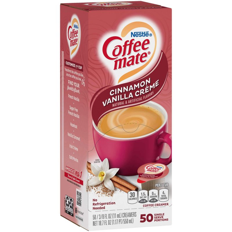 Coffee-Mate Single Serve Liquid Creamer Nestle Cinnamon Vanilla Creme 50 Singles