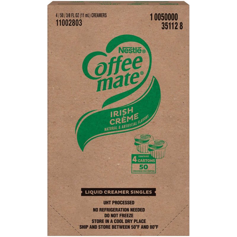 Coffee-Mate Single Serve Liquid Creamer Nestle Irish Creme 50 Singles-4 Count