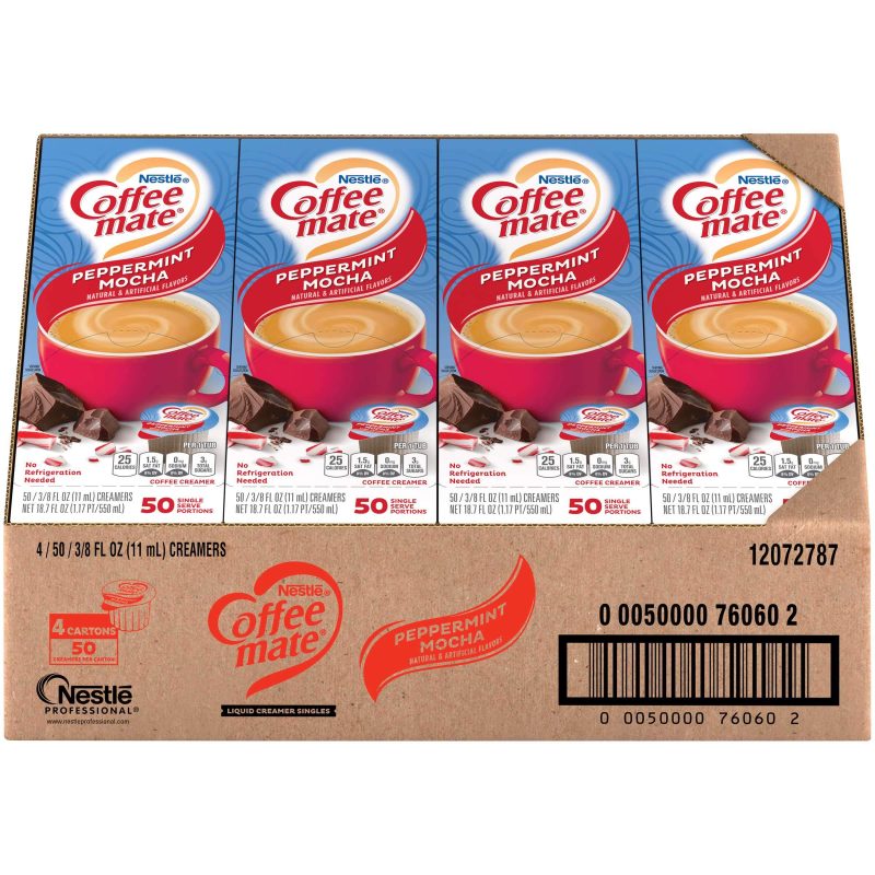 Coffee-Mate Single Serve Liquid Creamer Nestle Peppermint Mocha 50 Singles-4 Count