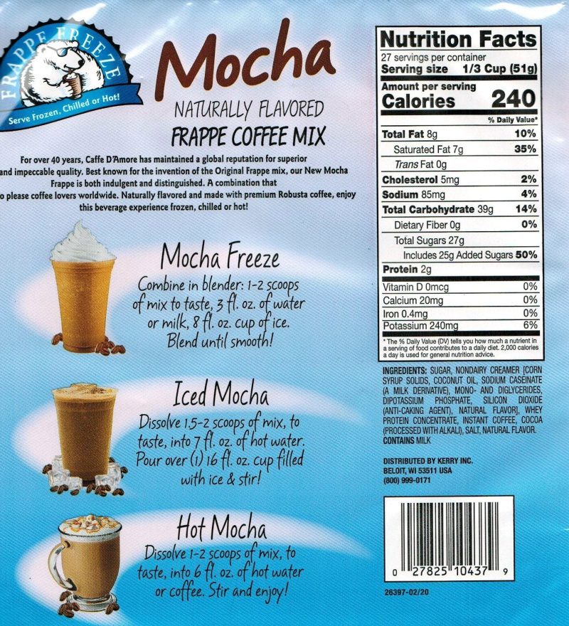 davinci gourmet frappe freeze frappe coffee mix mocha 3 lb davinci 739426