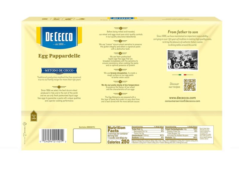 de cecco egg pappardelle pasta de cecco 137380