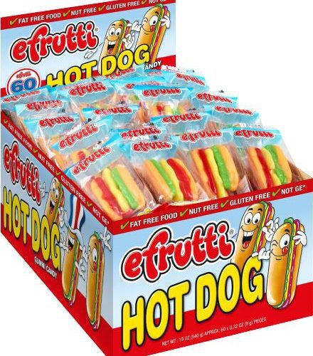 efrutti Gummi Candy eFruity Hot Dog 0.32 Oz-60 Count 