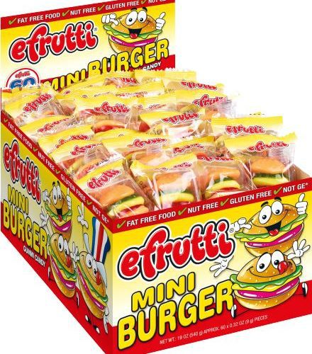 efrutti Gummi Candy eFruity Mini Burger 0.32 Oz-60 Count 