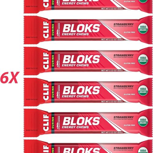 energy chews clif bloks pack of 6 strawberry flavor clif bar 393691