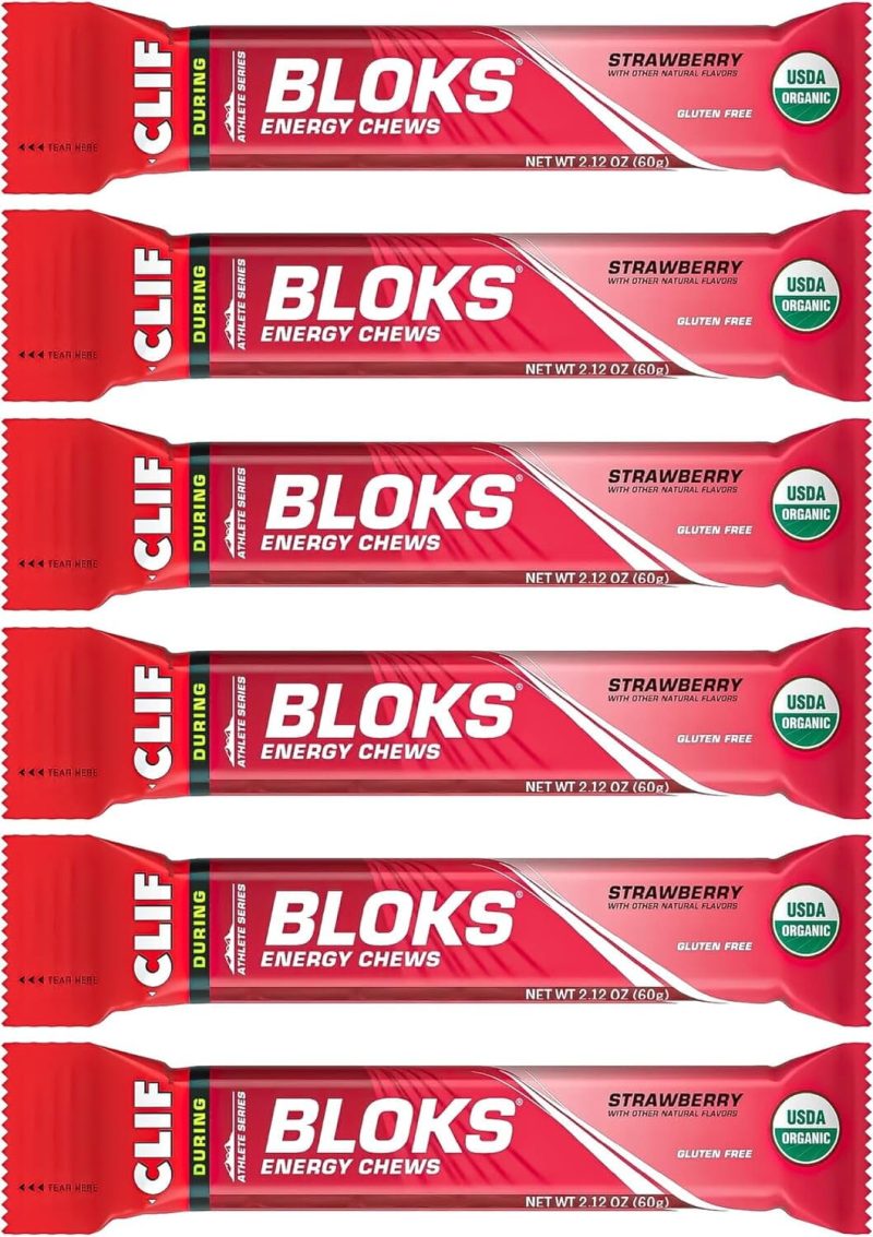 Energy Chews - Clif BLOKS - (Pack of 6) - Strawberry Flavor Clif Bar