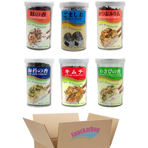 Furikake Rice Seasoning, 6 Staples, Nori Komi, Kimchi, Wasabi, Salmon, Katsuo, Goma, 1 each Flavor Snackathon 