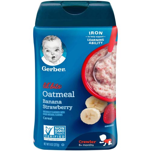 Gerber Crawler & Toddler Cereal Gerber Lil' Bits Oatmeal Banana Strawberry 8 Ounce 