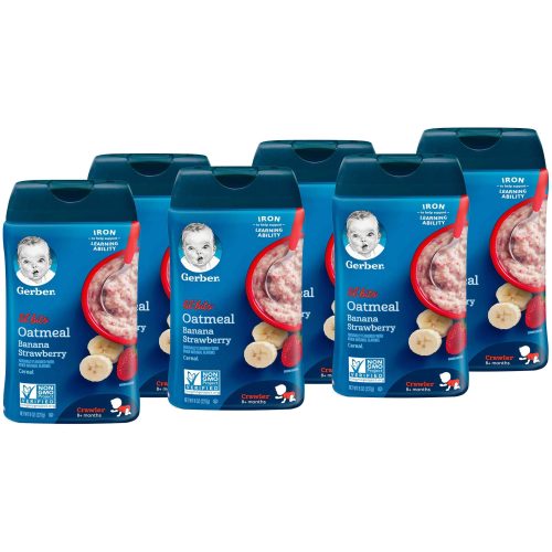 Gerber Crawler & Toddler Cereal Gerber Lil' Bits Oatmeal Banana Strawberry 8 Oz-6 Count 