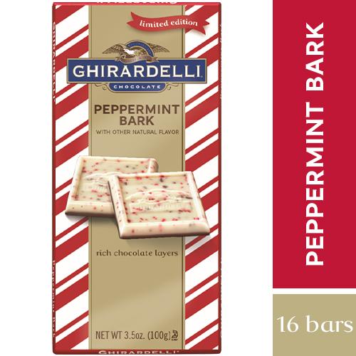 Ghirardelli Chocolate Squares & Bars Meltable Ghirardelli Peppermint Bark Bar 3.5 Oz-16 Count