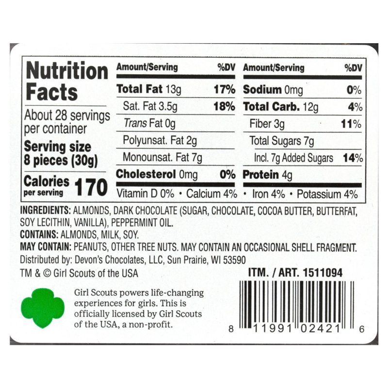 girl scout thin mints almonds meltable girl scout 233014