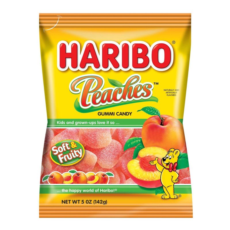 Haribo Gummi Candies Meltable Haribo Peaches 5 Ounce