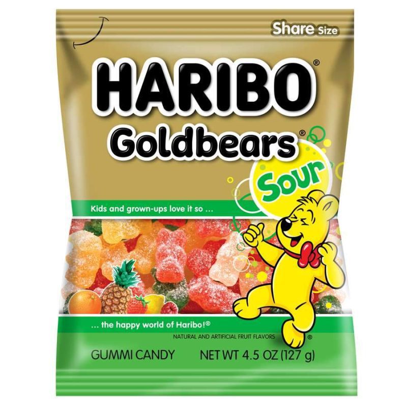 Haribo Gummi Candies Meltable Haribo Sour Goldbear 4.5 Oz-12 Count