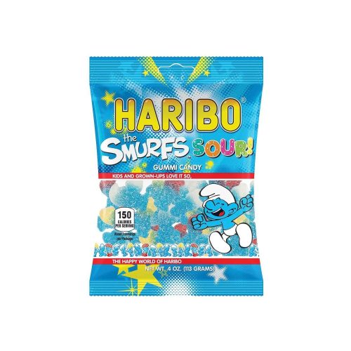 Haribo Gummi Candies Meltable Haribo Sour Smurfs 4 Ounce 