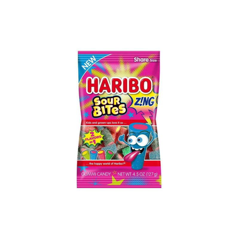 Haribo Gummi Candies Meltable Haribo ZING Sour Bites 4.5 Ounce