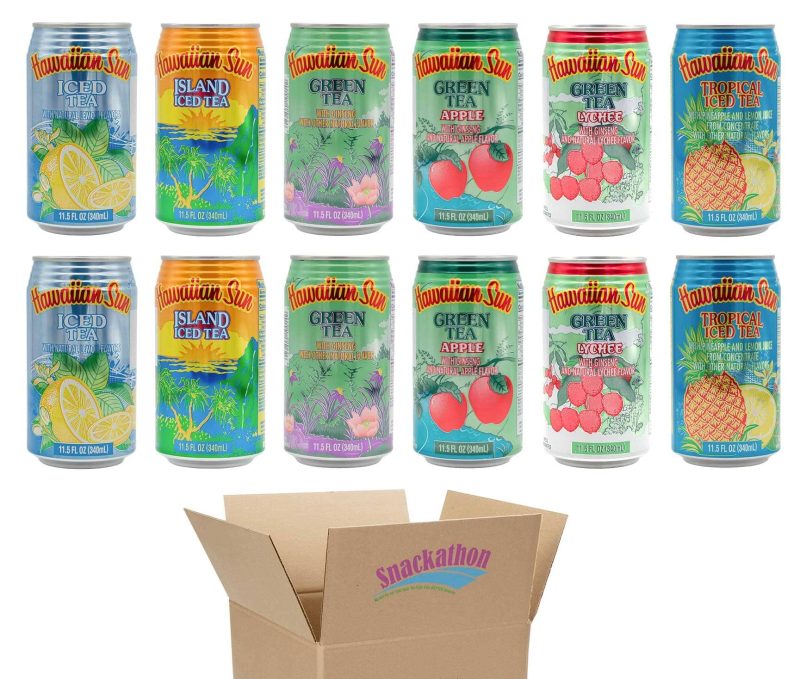 Hawaiian Sun Drinks, Tea Variety, 2 Cans per Flavor, Total 12 Cans Snackathon