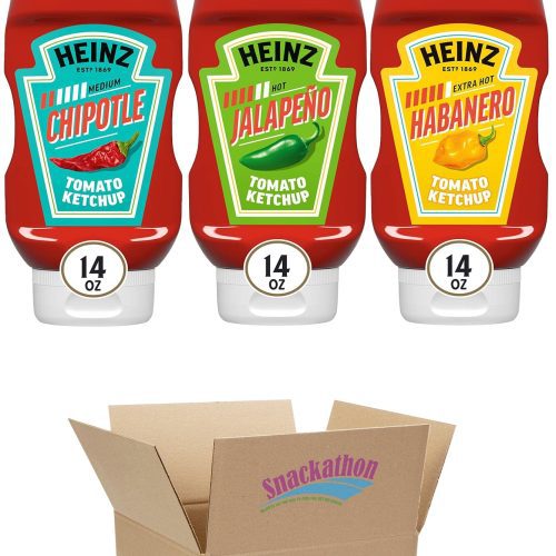 Heinz Spicy Ketchup Variety Pack, 3 flavors (Chipotle, Jalapeno, Habanero), 14 Ounce Each, Pack of 3 Snackathon Pack of 3 