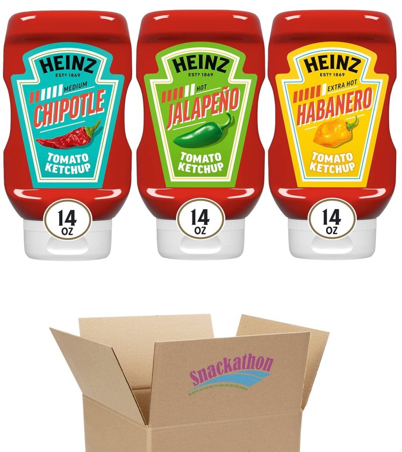 Heinz Spicy Ketchup Variety Pack, 3 flavors (Chipotle, Jalapeno, Habanero), 14 Ounce Each, Pack of 3 Snackathon Pack of 3