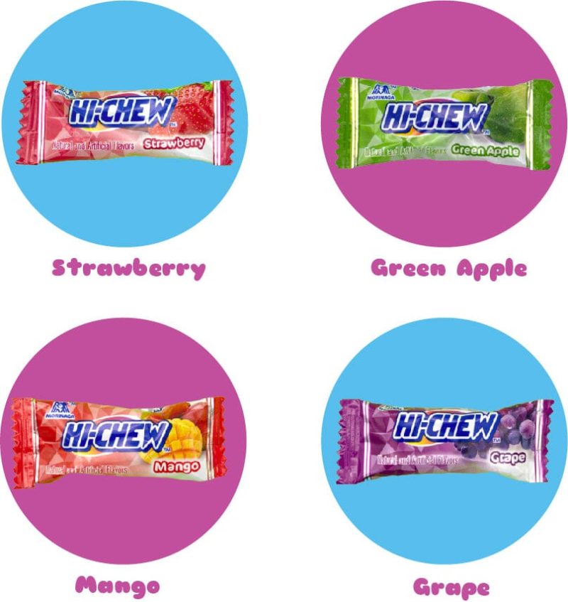 hi chew 4 flavors bulk 165 pieces 2 pound hi chew fruit strawberry mango green apple grape snackathon 787068