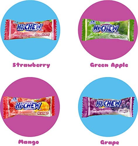 hi chew 4 flavors bulk 660 pieces 8 pound hi chew fruit strawberry mango green apple grape 4 flavors 8 pound snackathon 854271