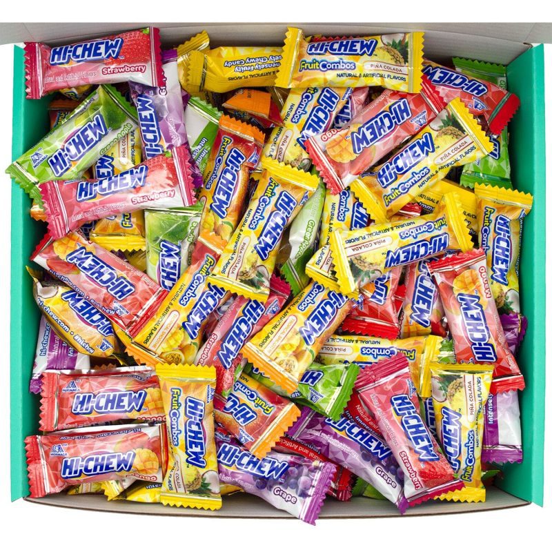 hi chew 6 flavors bulk 165 pieces 2 pound hi chew fruit strawberry mango green apple grape tropical smoothie pina colada snackathon 211750