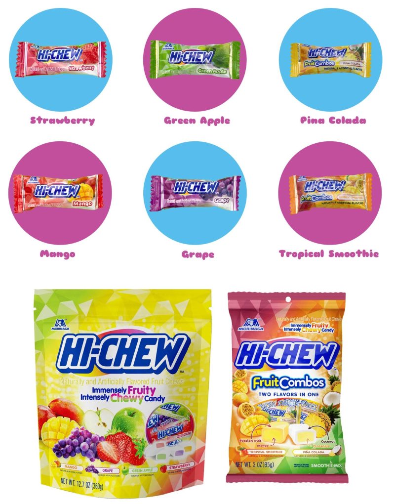 hi chew 6 flavors bulk 165 pieces 2 pound hi chew fruit strawberry mango green apple grape tropical smoothie pina colada snackathon 597645