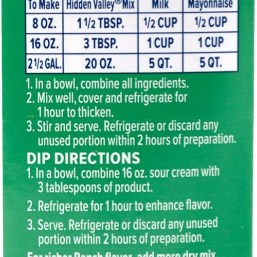 hidden valley original ranch seasoning salad dressing mix shaker hidden valley 713762