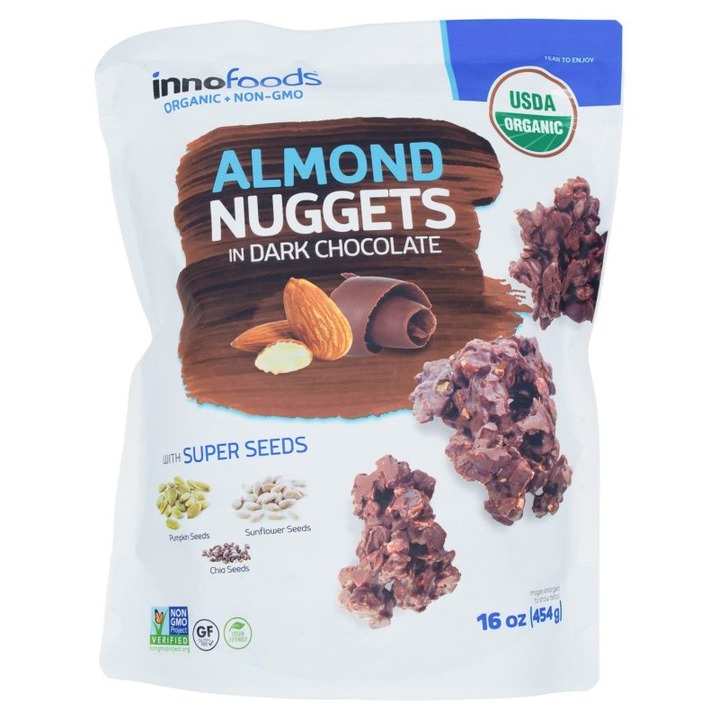 InnoFoods Organic Dark Chocolate Nuggets Meltable InnoFoods Almond 16 Ounce