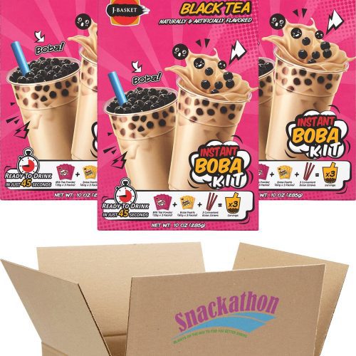 instant boba bubble pearl milk tea kit with authentic tapioca boba straws included 9 servings black tea 9 servings snackathon 517438