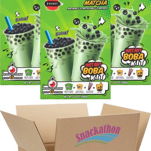 instant boba bubble pearl milk tea kit with authentic tapioca boba straws included 9 servings matcha 9 servings snackathon 754862