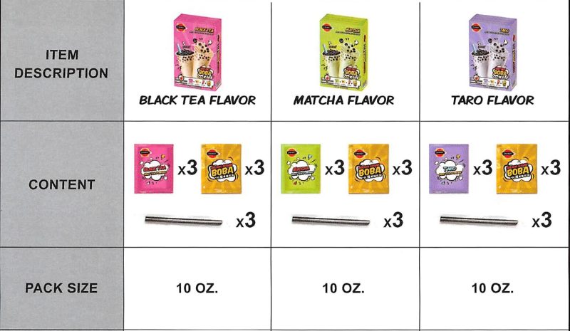 instant boba bubble pearl milk tea kit with boba straws included variety taro black tea matcha 9 total servings snackathon 402387