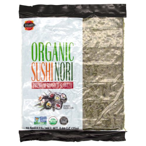 J Basket Organic Sushi Nori, Roasted J Basket Full Sheet 10 Sheets 