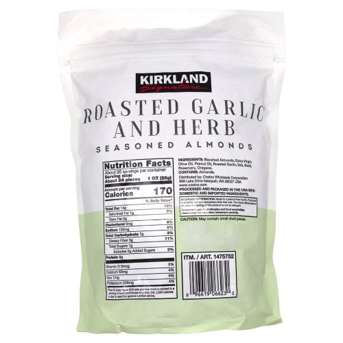 kirkland signature roasted garlic and herb seasoned almonds kirkland signature 476578