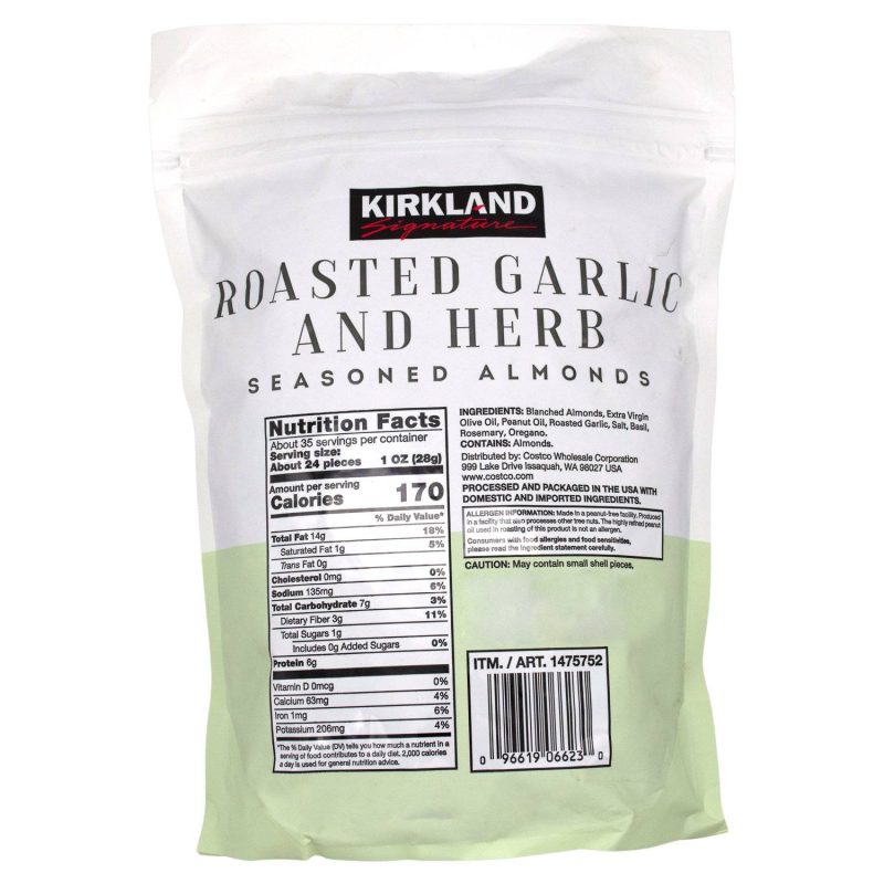 kirkland signature roasted garlic and herb seasoned almonds kirkland signature 476578