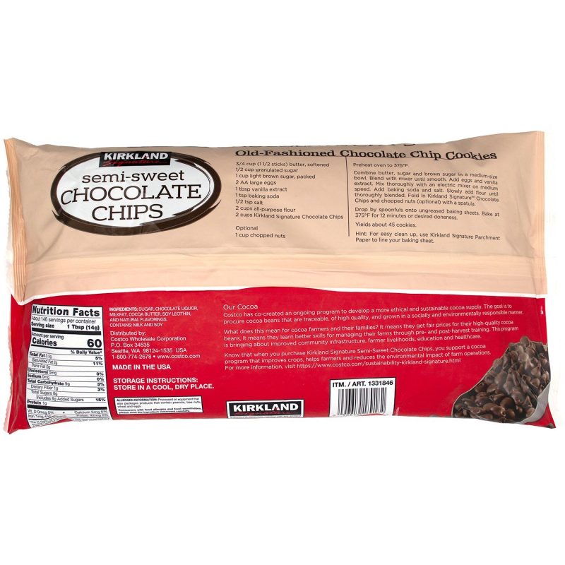 kirkland signature semi sweet chocolate chips 45 pound meltable kirkland signature 129643